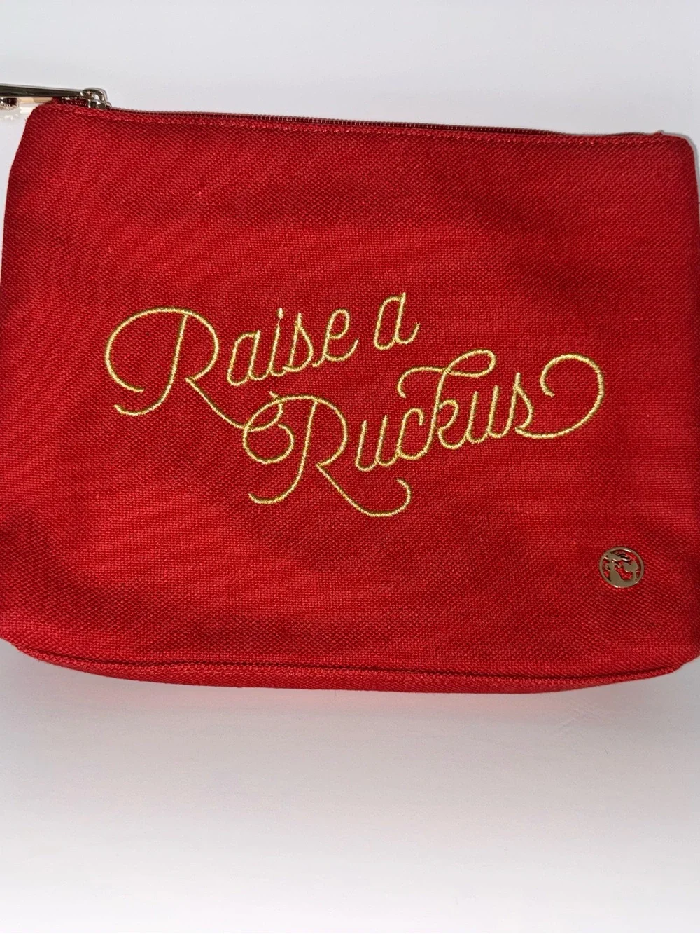 Spartina 449 Raise a Ruckus Red Linen Cosmetic Bag Makeup Pouch Clutch